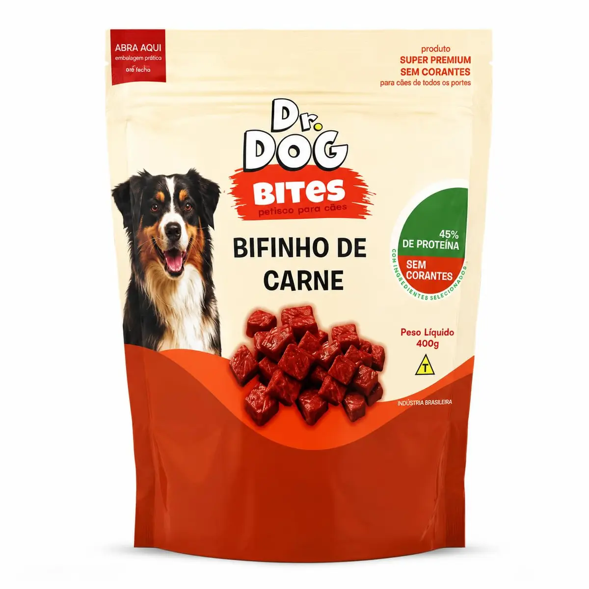 Bifinho Cães 45% Proteína Dr. Dog Bites Petisco Sem Corantes 400g | Ajuda na Higiene Bucal do seu pet