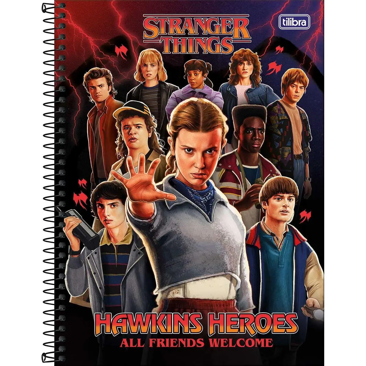 Caderno Espiral Tilibra Connect, Stranger Things, 160 Folhas | 10 Matérias, Capa Dura, Universitário, Hawkins Heroes, 200mm x 275mm, 1 Unidade - 1