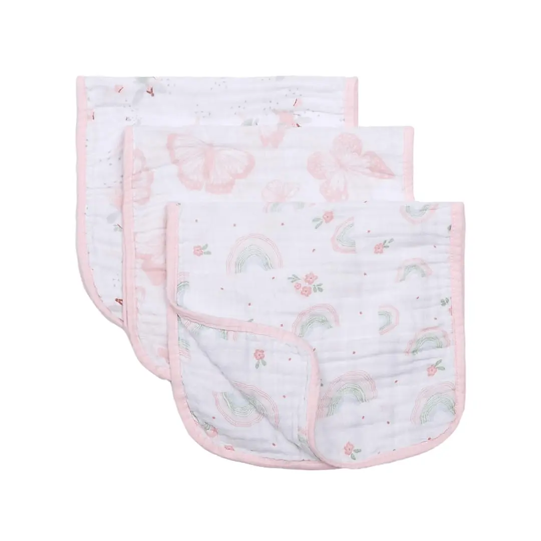 Paninho de Ombro Bebê Papi Soft Estampado 50x22 cm – Contém 3 Unidades, Arco de Flores, Rosa