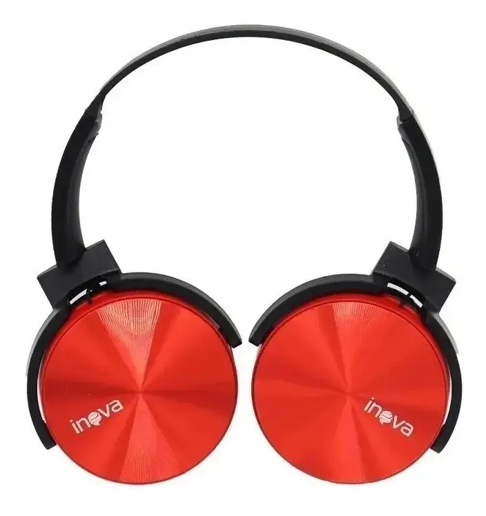 Fone Headphone Sem Fio Bluetooth Fone Ouvido Estéreo Inova Cor Vermelho - 1