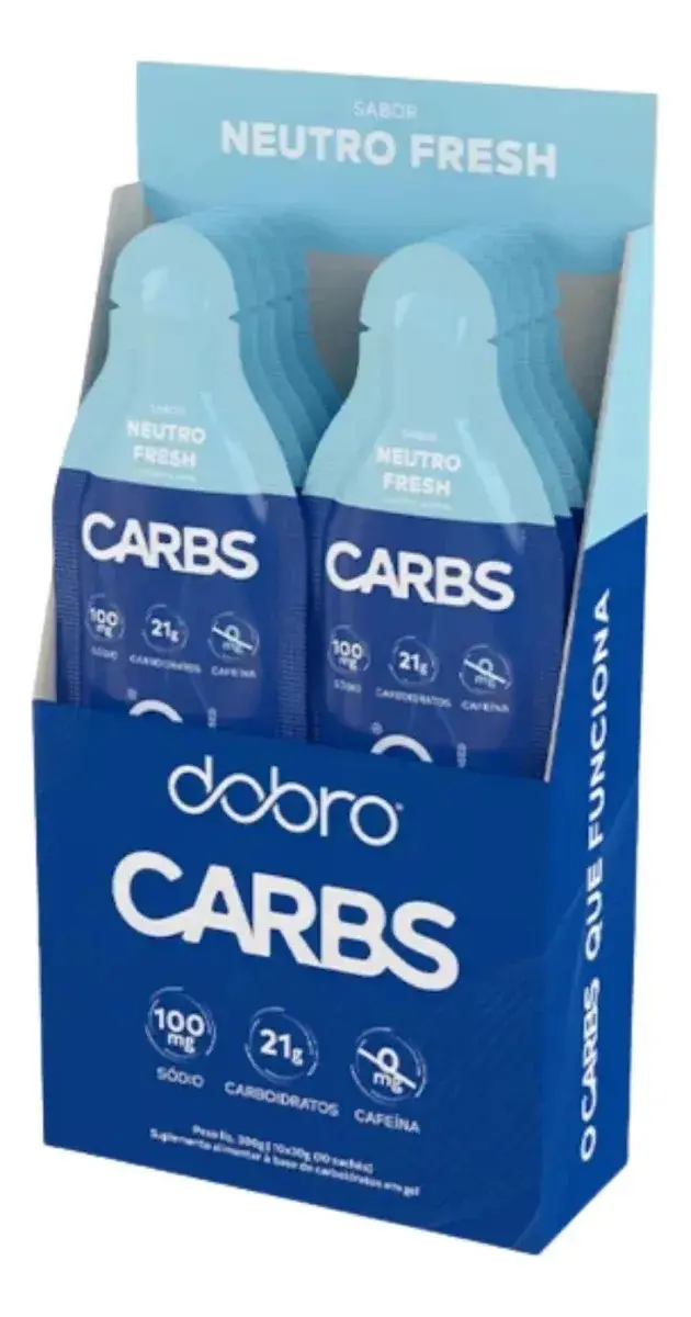 Suplemento em gel Dobro CARBS Carboidratos sabor neutro Sem Cafeína 10x30g