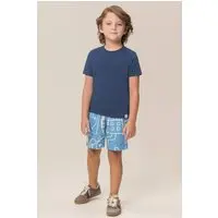 Infantil - Conjunto Bugbee Camiseta Meia Malha e Bermuda Tricoline Estampada - 1