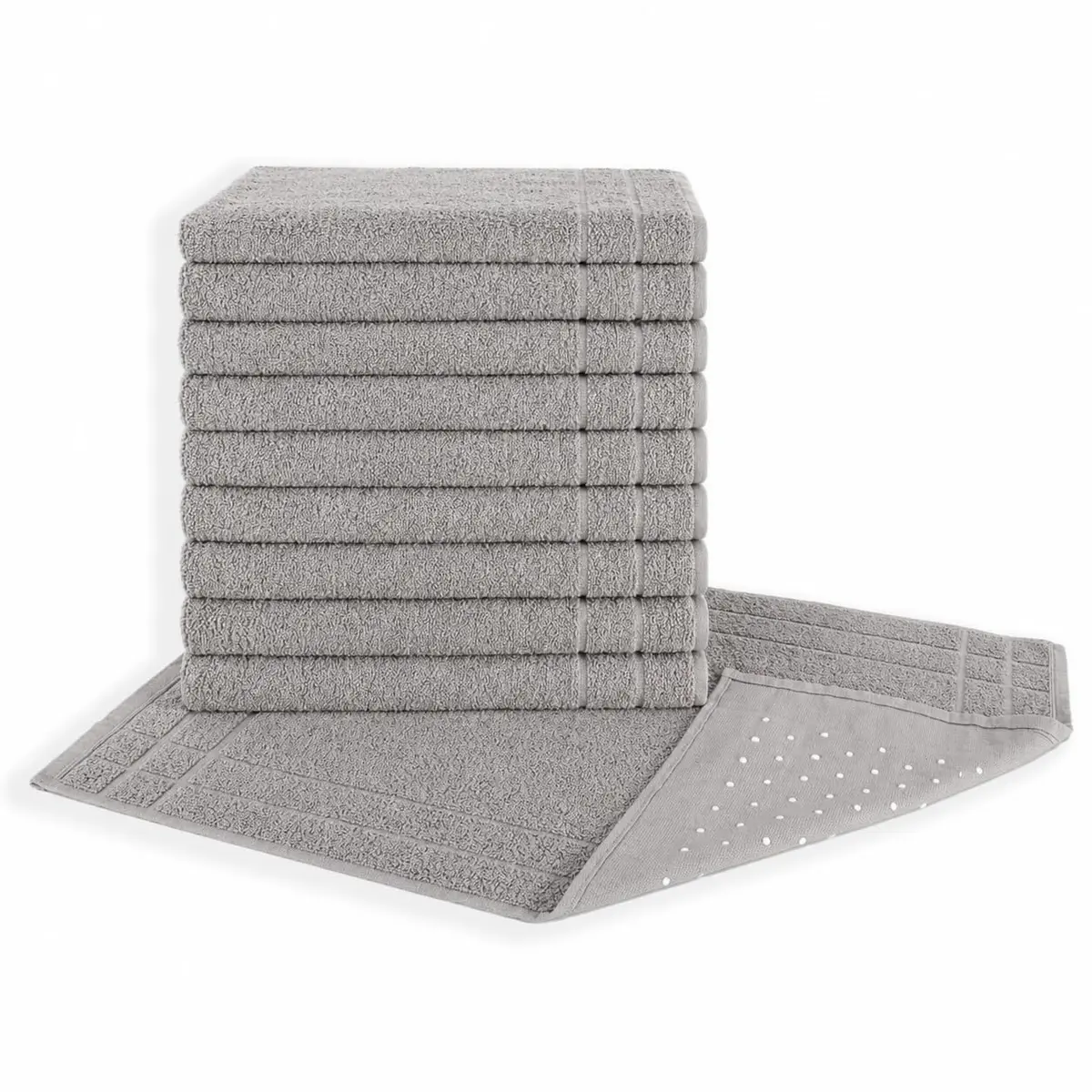 Kit 05 Tapetes para Banheiro Com Antiderrapante Grosso 550g/m² 45x70cm 100% Algodão - Cinza
