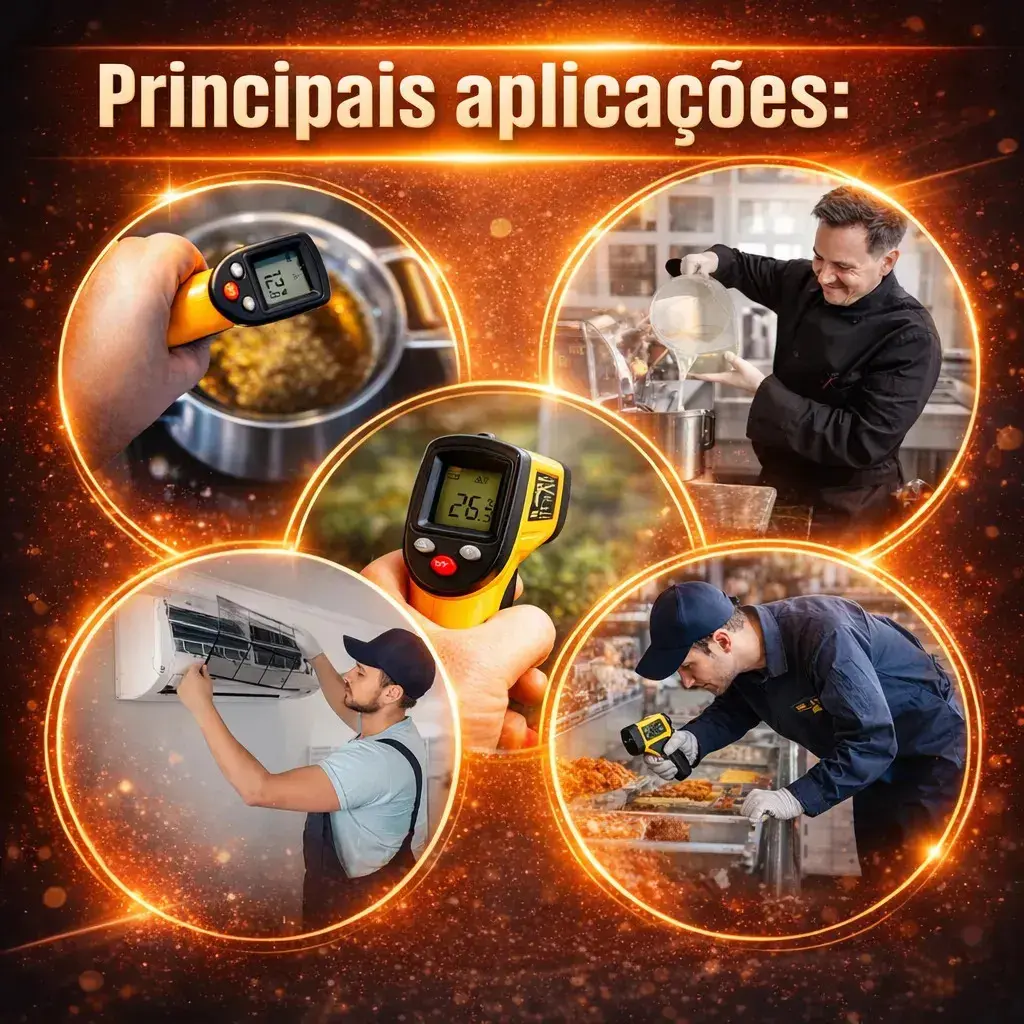 Termômetro Infravermelho Brasiliana Tech Digital Para Culinária E Industrial Até 400°C Laser Cozinha Churrasco Fritura Forno Visor LCD thumbnail 2