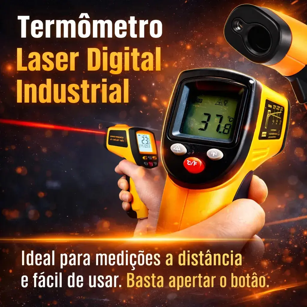 Termômetro Infravermelho Brasiliana Tech Digital Para Culinária E Industrial Até 400°C Laser Cozinha Churrasco Fritura Forno Visor LCD thumbnail 5