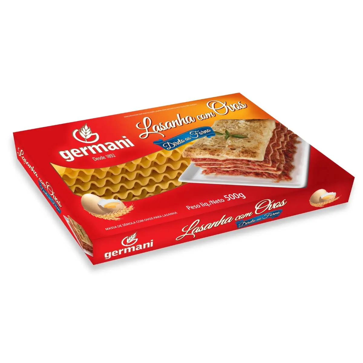 Massa de Sêmola com Ovos para Lasanha Germani, 500g | Textura ideal para molhos, Receita caseira desde 1892
