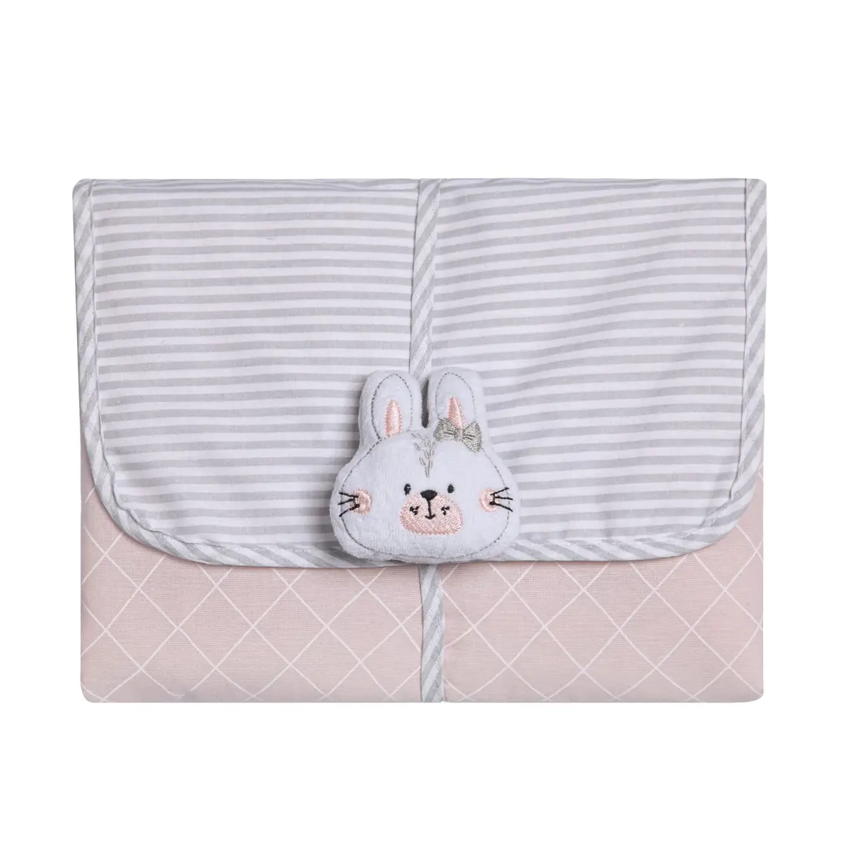 Trocador Portátil para Bebê Papi Friends, Rosa e Cinza, 66cm x 40cm | Porta Fraldas, Espuma e PVC, 1 Unidade