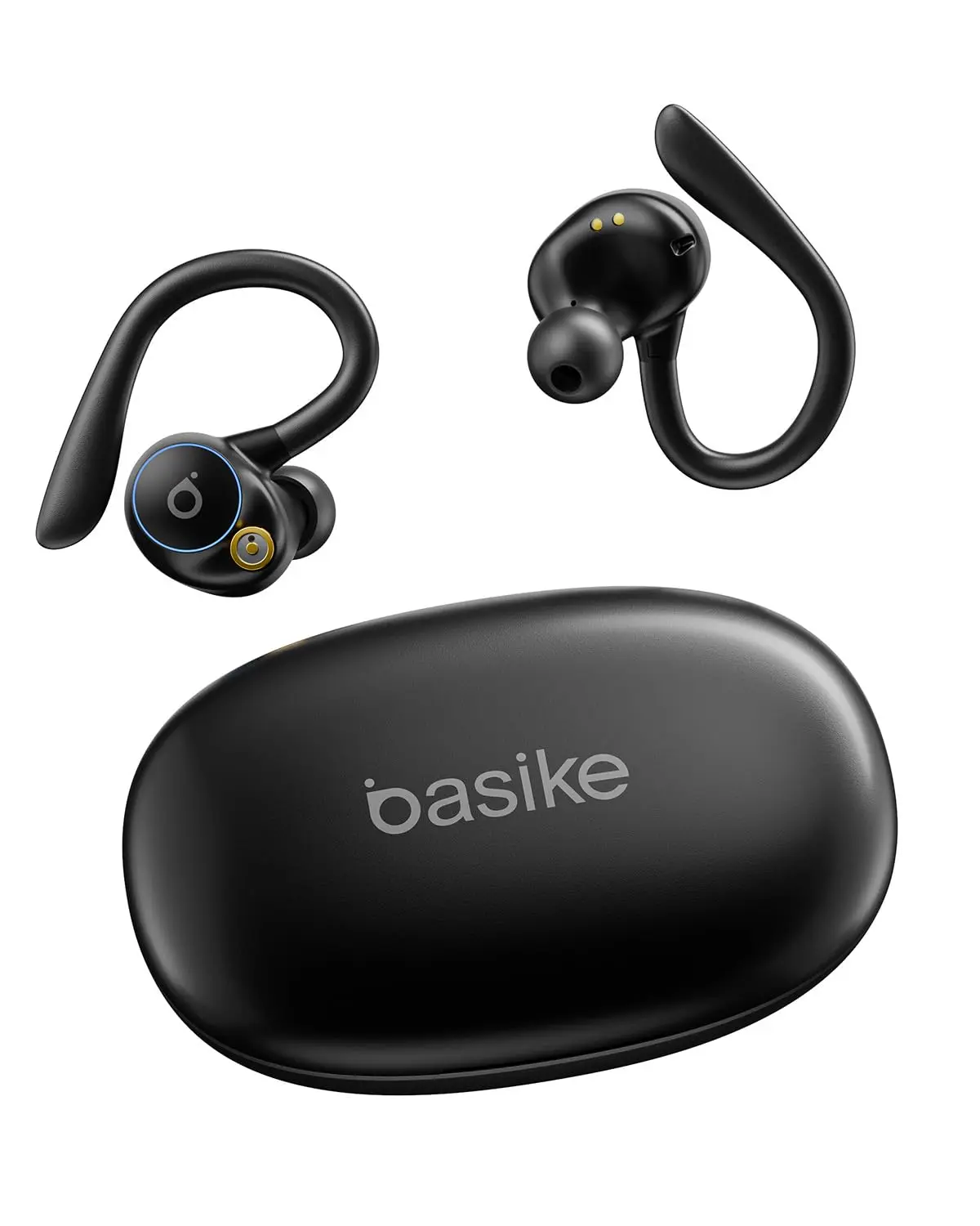 Basike Fone de Ouvido Bluetooth 5.4 Esportivo para Corrida, Intra-Auricular | Som Estéreo Hi-Fi, ENC para Chamadas Claras, Toque Inteligente, 3 Tamanhos de Pontas, Resistente a Suor e Respingos (Preto) - 1