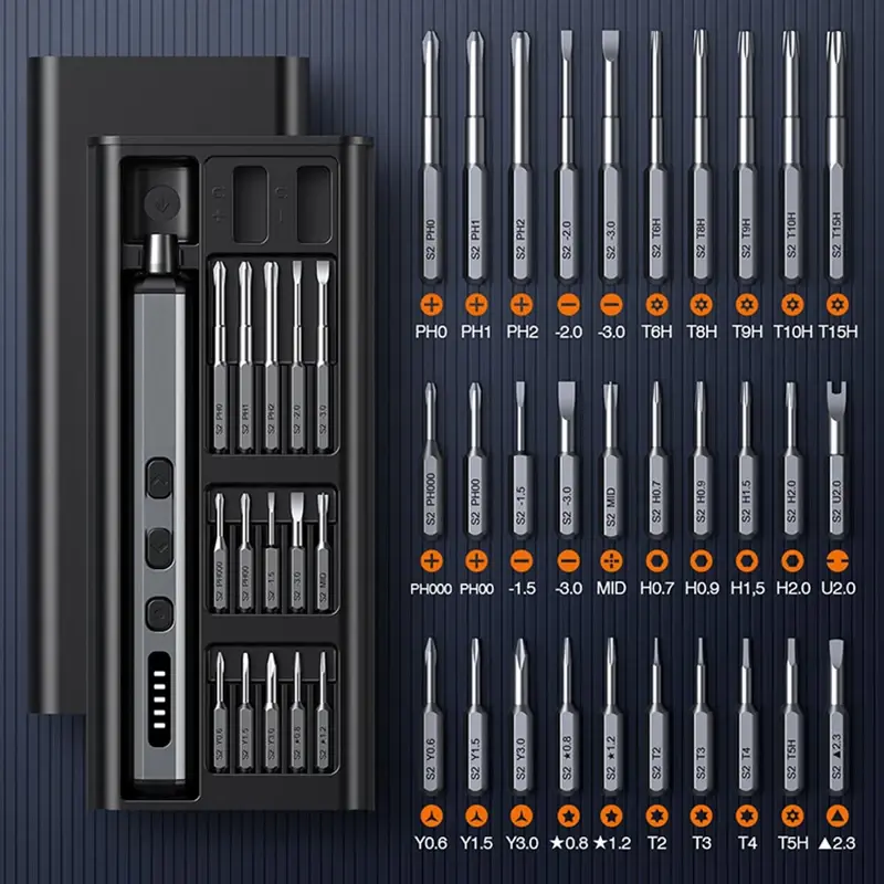 Conjunto de chave de fenda elétrica kit de ferramentas elétricas de precisão recarregável com luz led 30 bits para pc ferramentas de reparo do telefone móvel diy mão