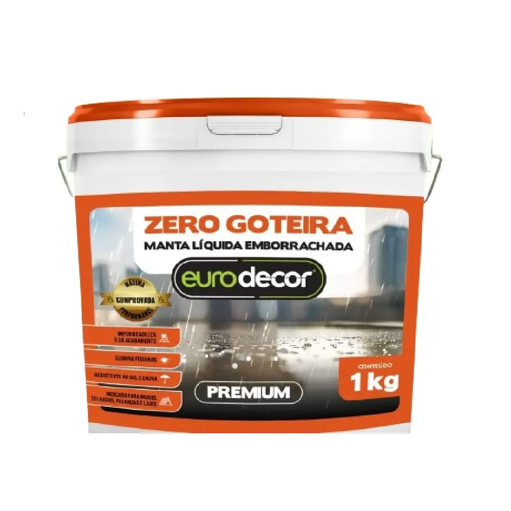 Manta Liquida Emborrachada 1KG Premium Zero Goteira Impermeabiliza Laje Telhado Fachada (Grafite)