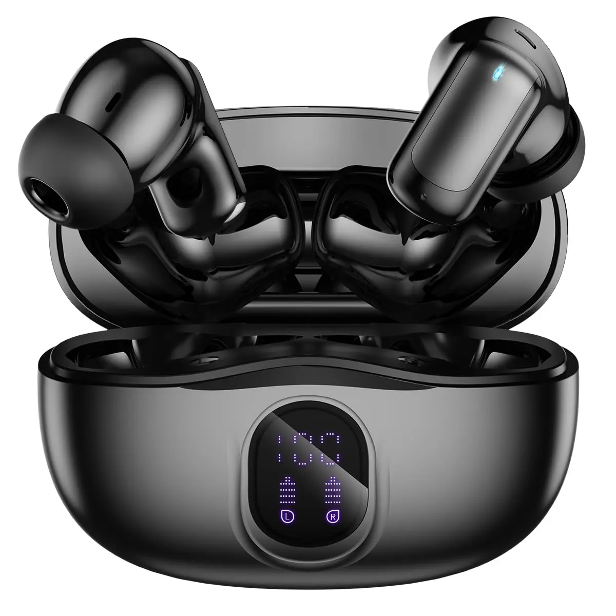 Fones Bluetooth Sem Fio com 60H de Bateria, Graves Profundos e IPX5 Preto | Até 60H de Reprodução, Graves Profundos e Proteção IPX5, Design Esportivo Sem Fio Compatível com iOS e Android
