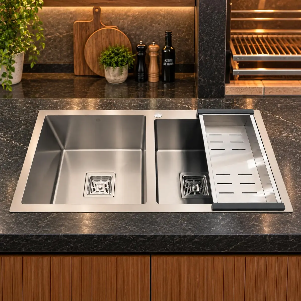 Cuba Gourmet Premium Aço Inox 304 78x43cm Escovada para Pia de Cozinha e Churrasqueira