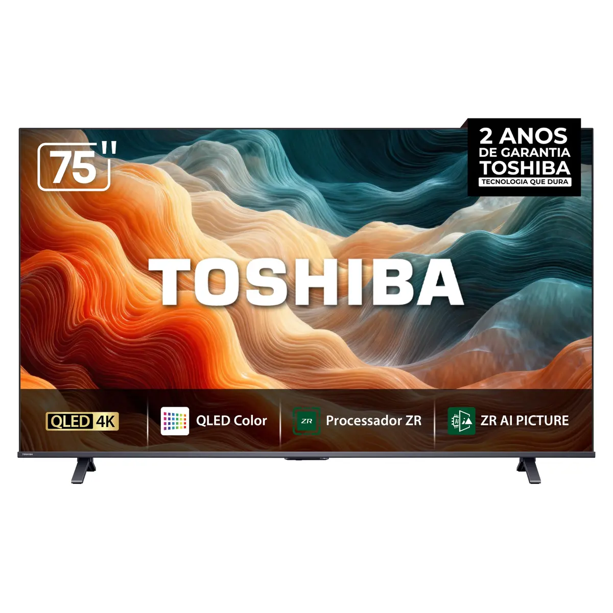 Toshiba Smart TV QLED 4K 75 polegadas M450RS com Processador de AI ZR Dolby Vision Atmos Som Aprimorado por AI Modo Game