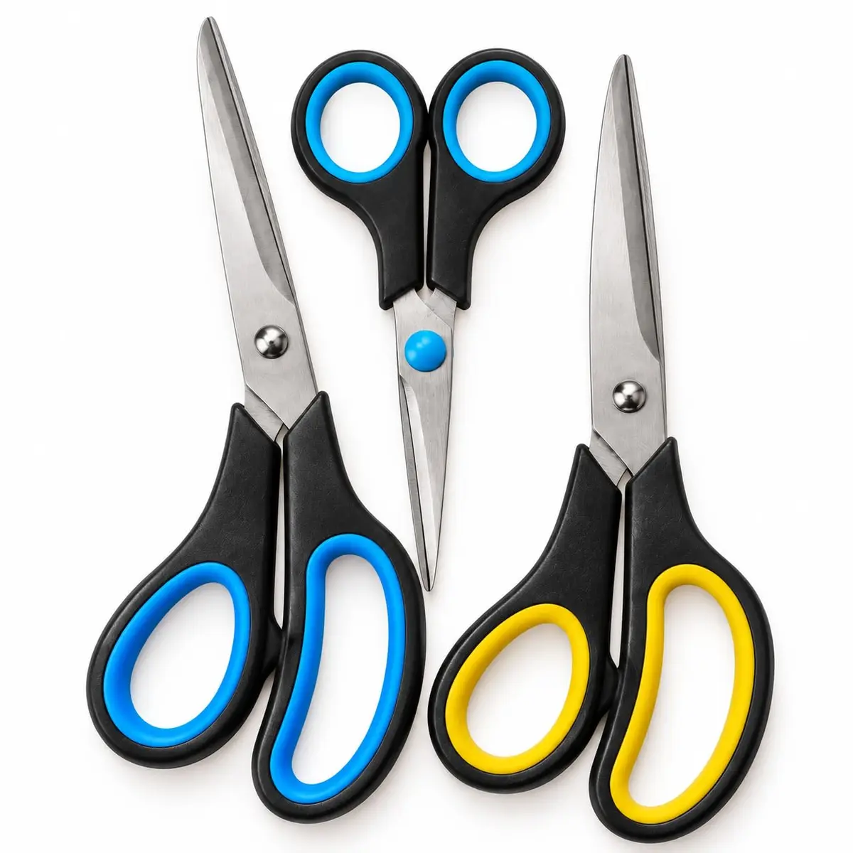 Kit 3 Tesouras de Aço Inox Corte Preciso Multiuso | Escola Escritório Artesanato Costura Resistente
