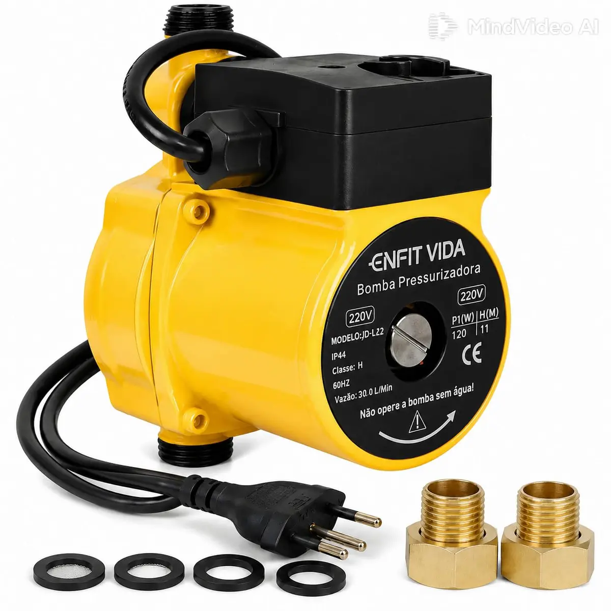 Bomba Pressurizadora de Água Automática 127V 120W, Altura 11m, Ultra Silenciosa 33dB, Motor de Cobre, IP44, Resistente a Altas Temperaturas, Vazão 28L/min, para Aquecedor Solar, Chuveiros e Torneiras