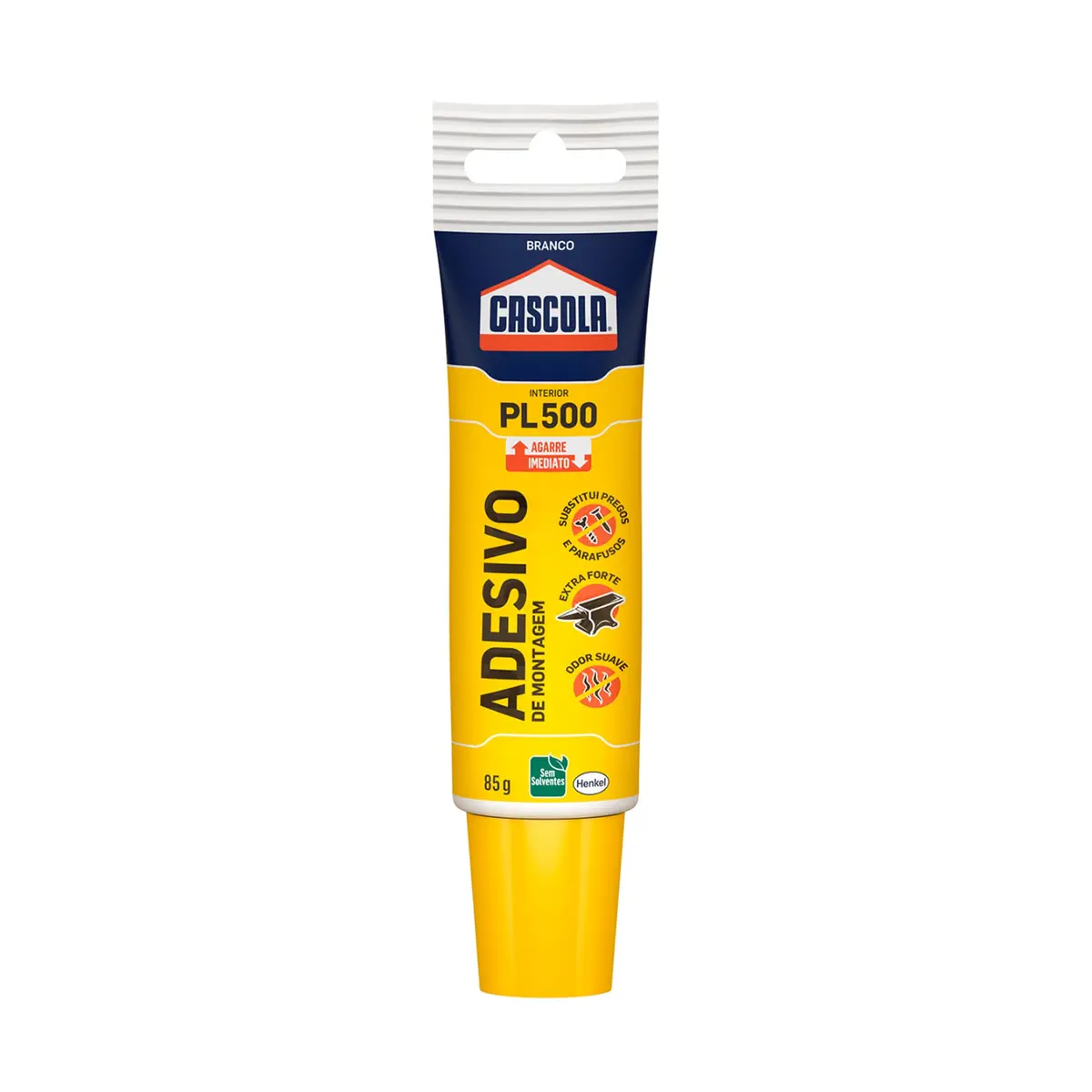 Cascola PL 500 Interior, Adesivo de Montagem, Branco, 1x85g | Substitui Pregos e Parafusos, Adere à Madeira e Concreto, Base de Água sem Solventes, Ideal para Rodapés e Decorações