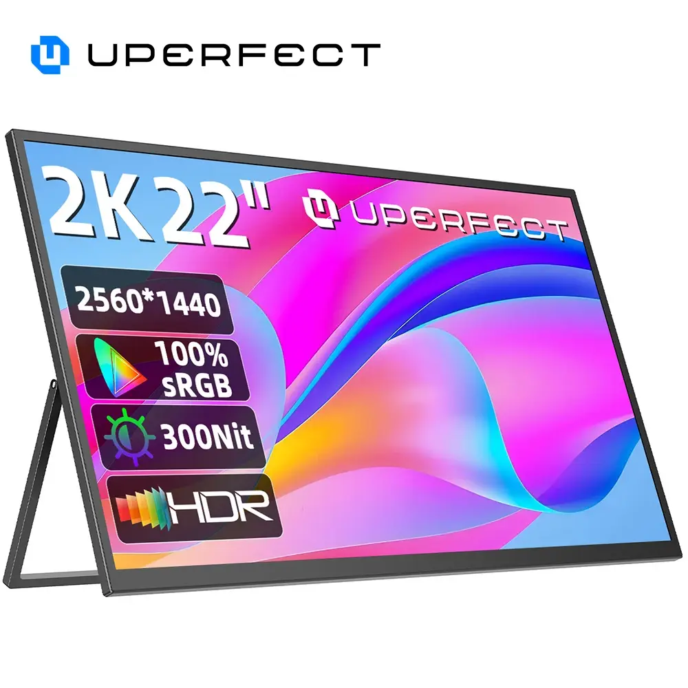 Monitor de computador UPERFECT de 22 polegadas, 2K QHD 1440P, tela IPS 100% sRGB com suporte para laptop, PC, Mac, telefone, console de jogos PS5 - 1