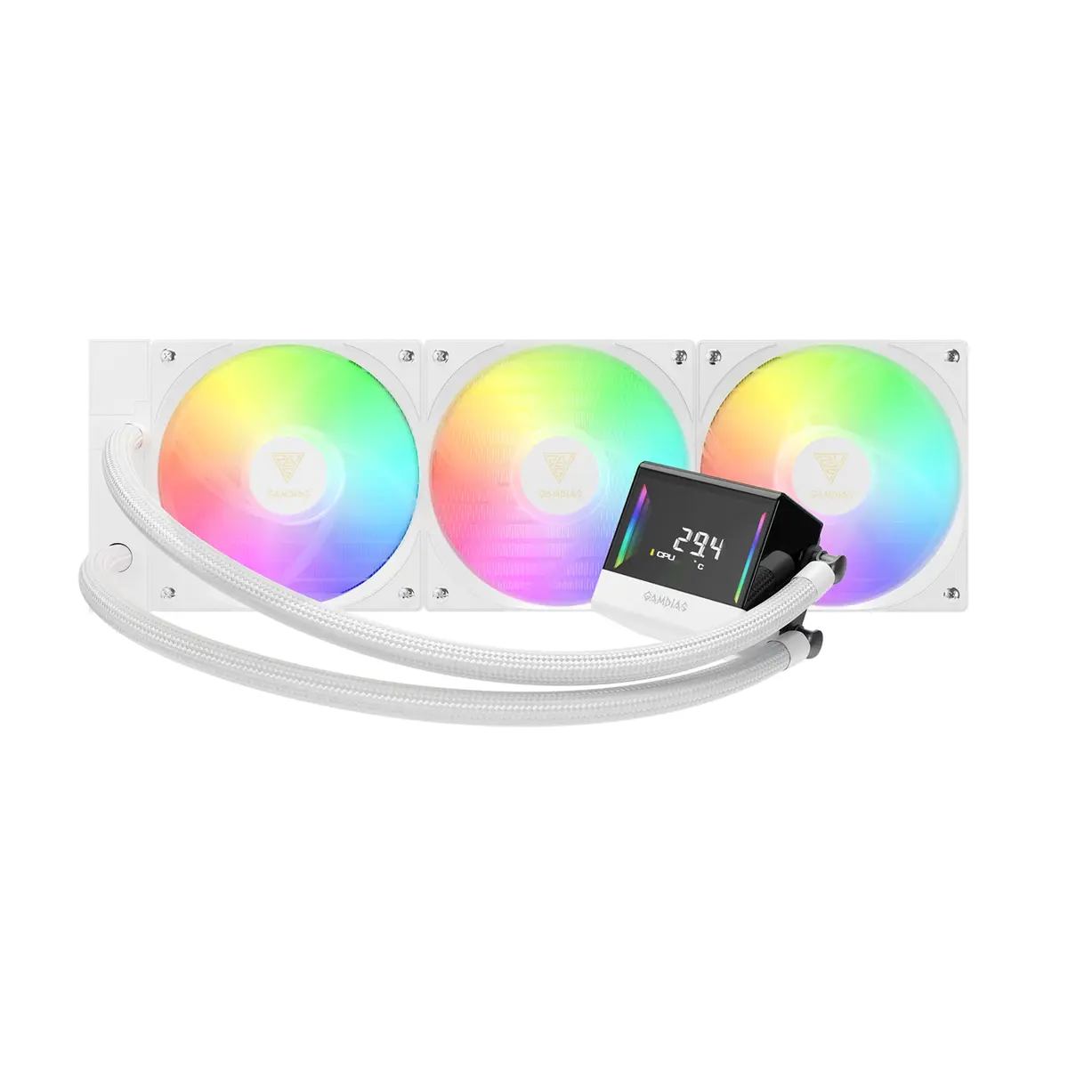 Water Cooler Gamdias Chione E4-360 WH, 360mm, Branco, ARGB | Intel LGA2066, AMD AM5
