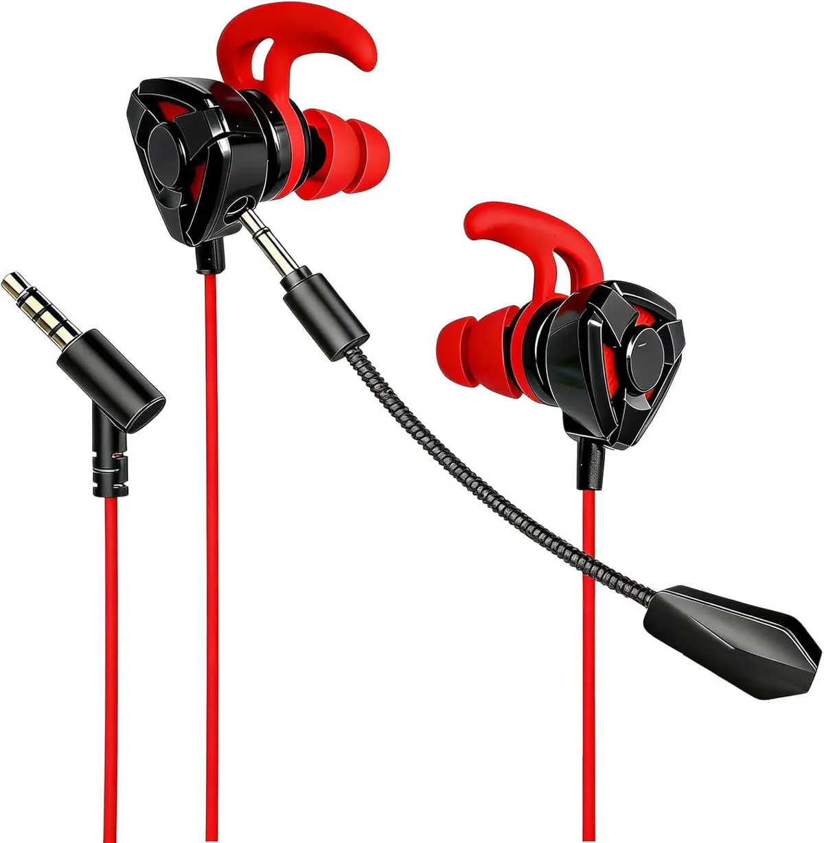 Fones de Ouvido com Fio Microfone Para Jogos, Fone com Fio para jogos, Compatíveis com PC, PS4, PS5, Xbox One, Fones Estéreos com Graves Destacáveis, Cancelamento de Ruído, com Microfone(vermelha)