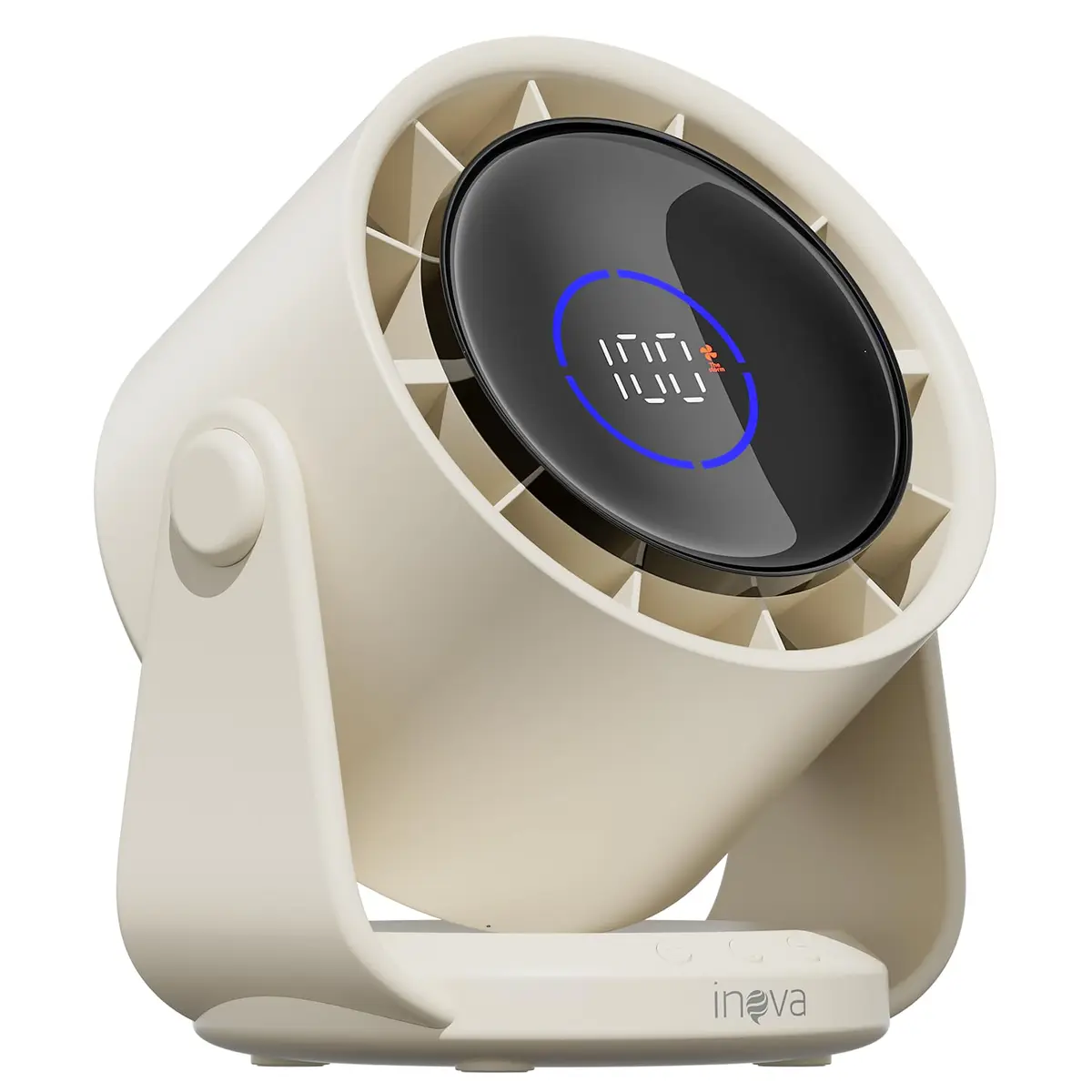 INAVA Ventilador de Mesa Portátil 28db Ultra Silencioso - Display Digital 100 Velocidades, Ângulo Ajustável 120°, Vento Forte, Recarregável para Casa, Escritório e Viagem