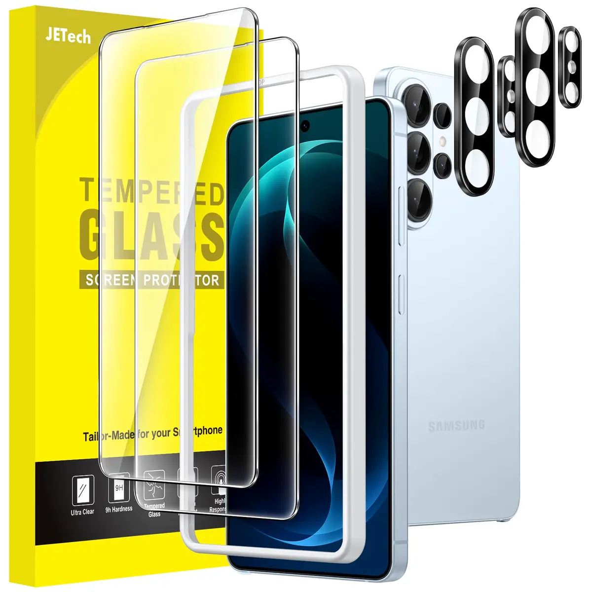 JETech Protetor de Tela para Samsung Galaxy S26 Ultra, 2+2 Unidades | com Protetor Lente Câmera, Película de Vidro Temperado, Ferramenta Instalação Rápida, Compatível Impressão Digital