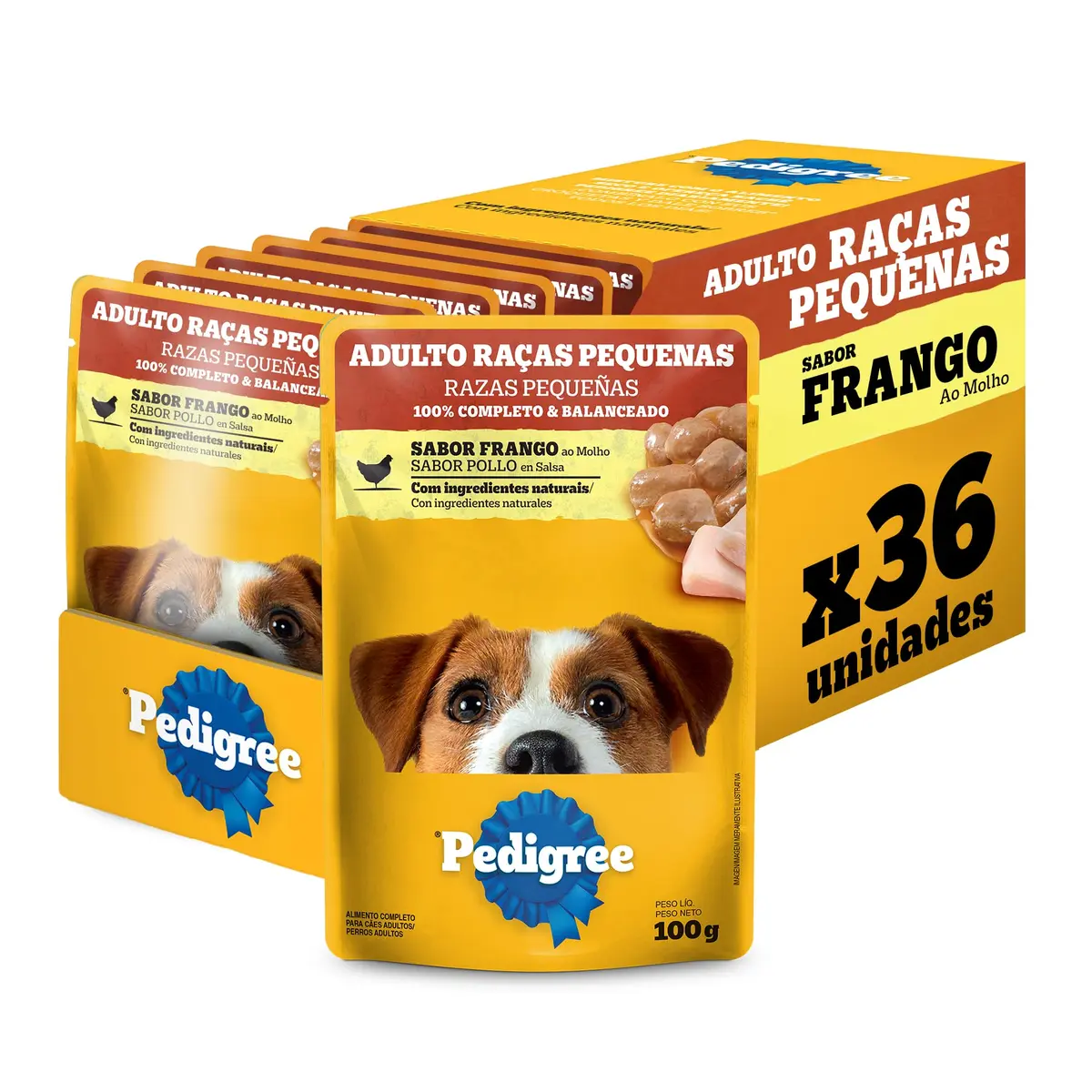 Pack Ração Úmida Pedigree Sachê Frango ao Molho para Cães Adultos de Raças Pequenas 100 g - 36 unidades - 1