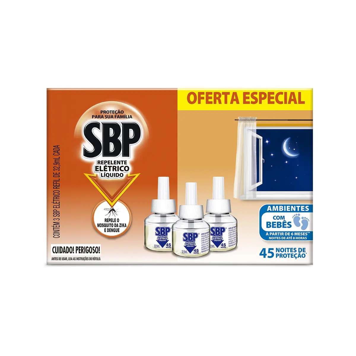 Repelente Líquido Elétrico SBP Refil - Caixa c/ 3 Unidades 32,9ml cada - 1