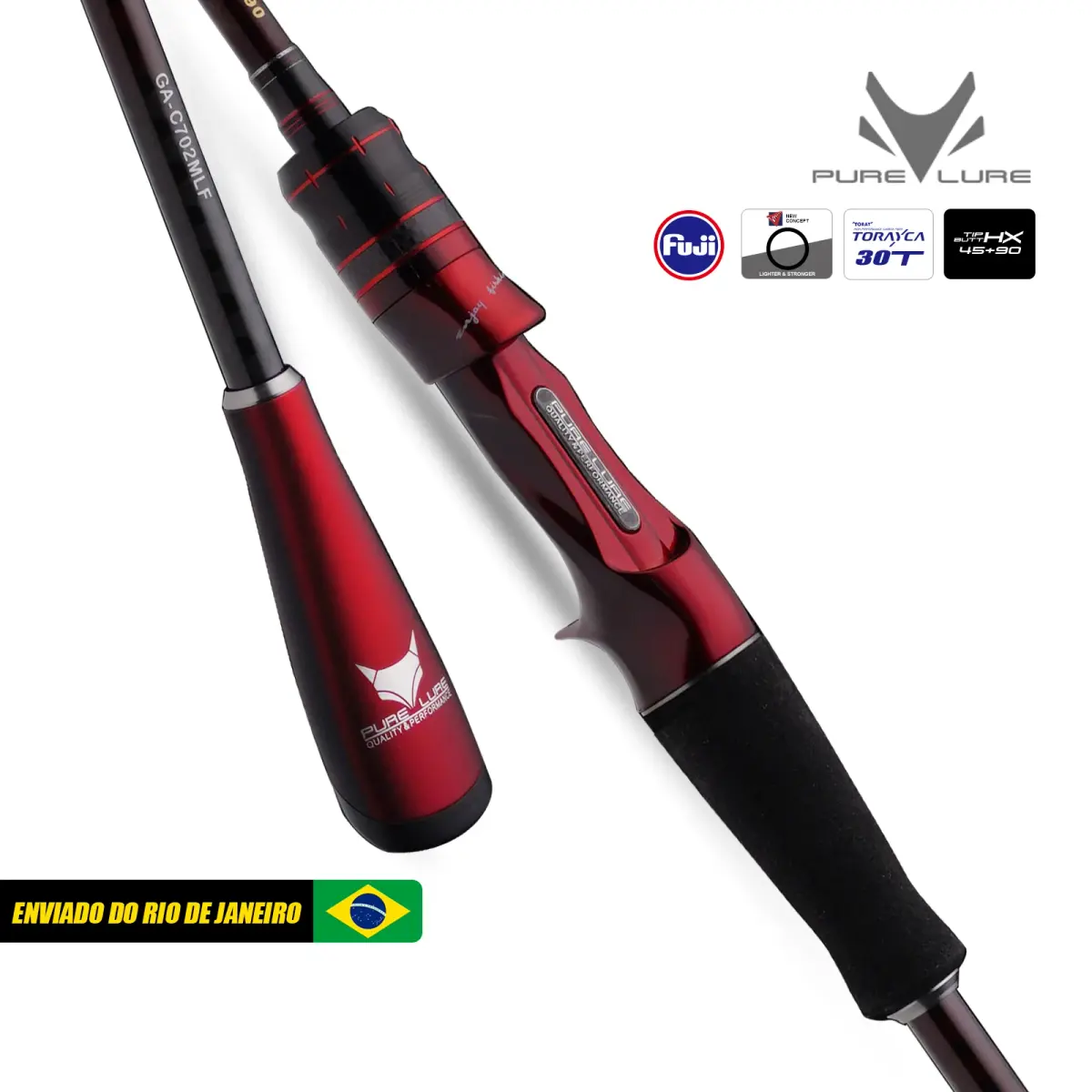 Purelure vara de fiação e fundição de alto carbono combo universal vara de pesca de fundição longa com anéis fuji ação rápida