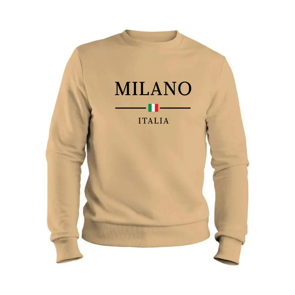 Blusa de Frio Moletom Milano Italia Casual Flanelado Careca Gola Redonda - 1