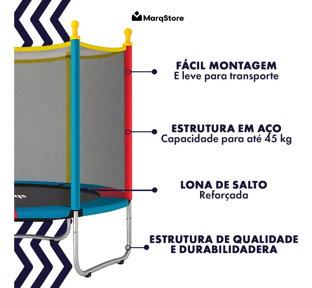 Cama Elástica Infantil Pula-pula Trampolim 1,4m Com Tela De Proteção E Estrutura Reforçada Para Crianças Marqs Home thumbnail 3