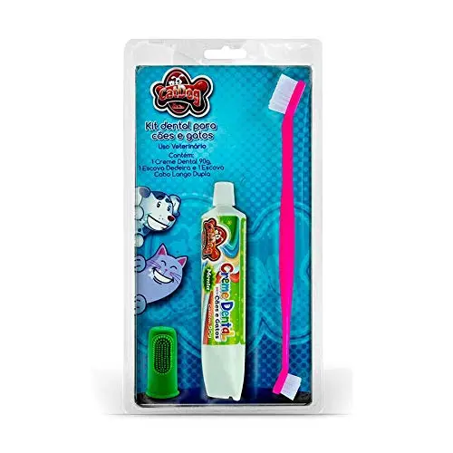 Kit de Higiene Bucal para Cães e Gatos CATDOG, Anti-tártaro, 90g | Dedeira para Escovação, Escova de Dentes, Creme Dental
