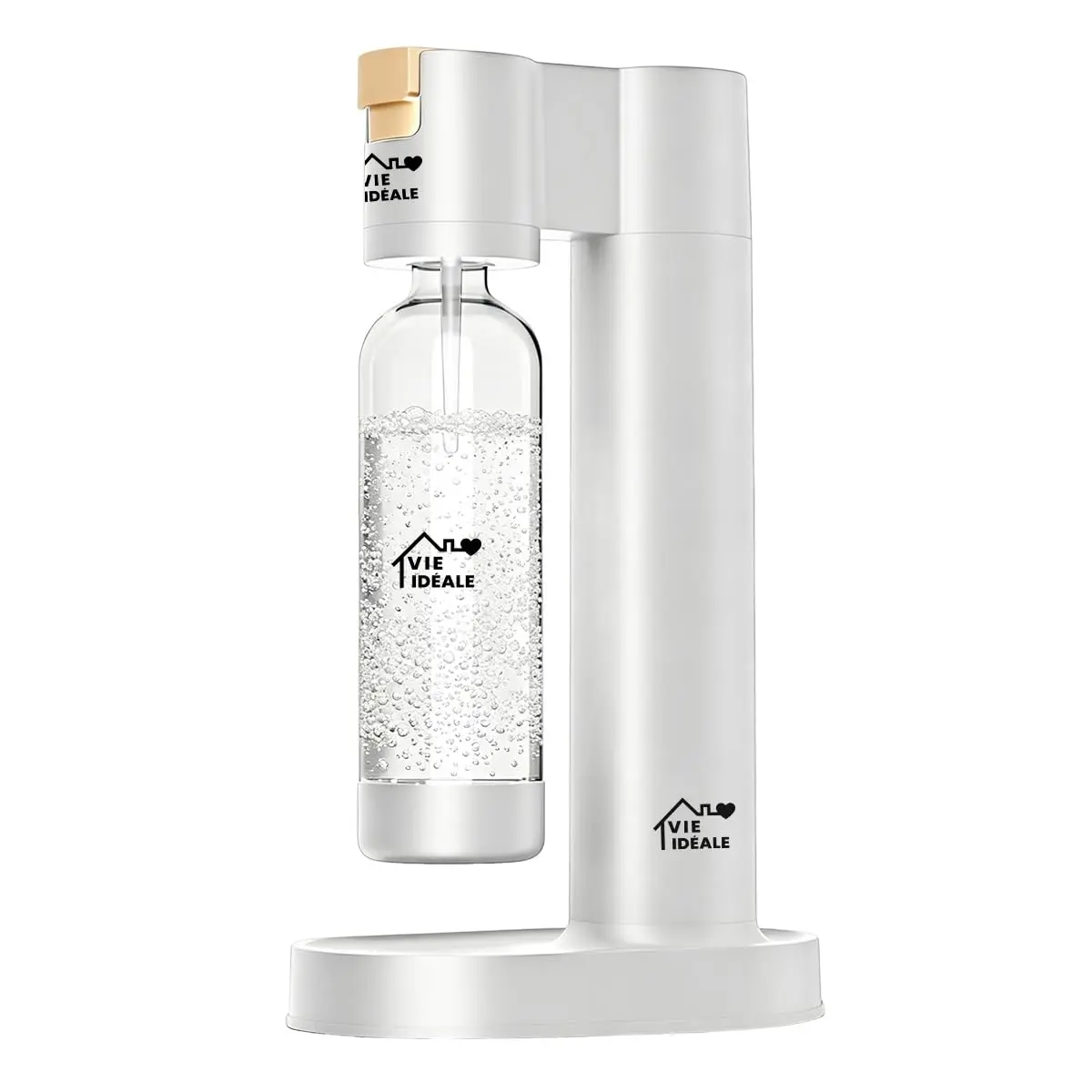 Máquina de Água com Gás Manual, Gaseificador de Bebidas com Garrafa PET de 1L, Sem Eletricidade e com Alívio Automático de Pressão (Cilindro de Gás Não Incluso)