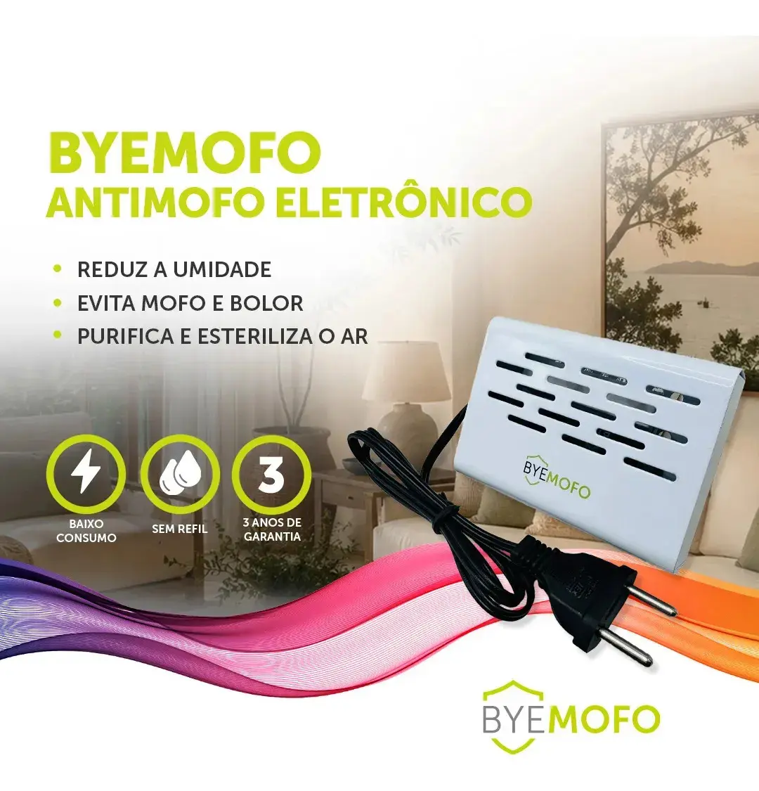3 Aparelho Elétrico Anti Mofo Fungo Ácaros ByeMofo Legon Cor Branca thumbnail 3