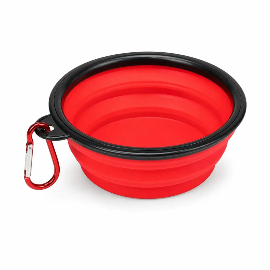 Comedouro Portátil Retrátil 400ml para Pets Vermelho - 1