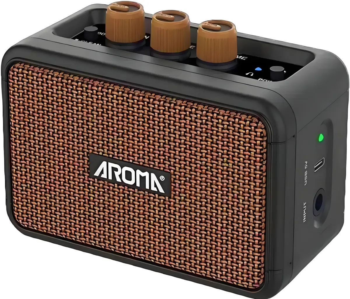 VEDO Amplificador de guitarra Aroma Mini de 5W, amplificador compacto para guitarra elétrica, ideal para prática, com Bluetooth e canais Clean e Overdrive. Portátil. - 1