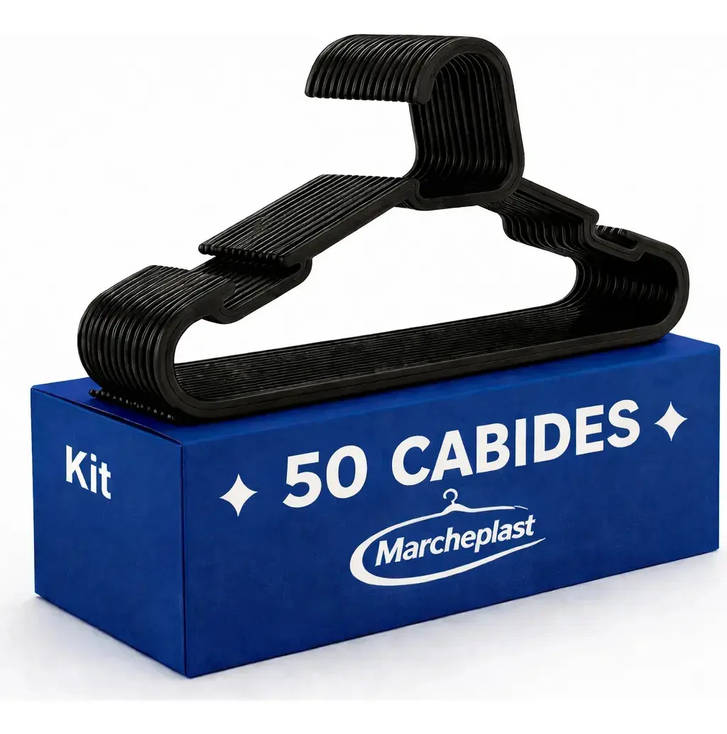 Kit 50 Cabide Adulto Preto Organizador Roupa Reforçado - 1