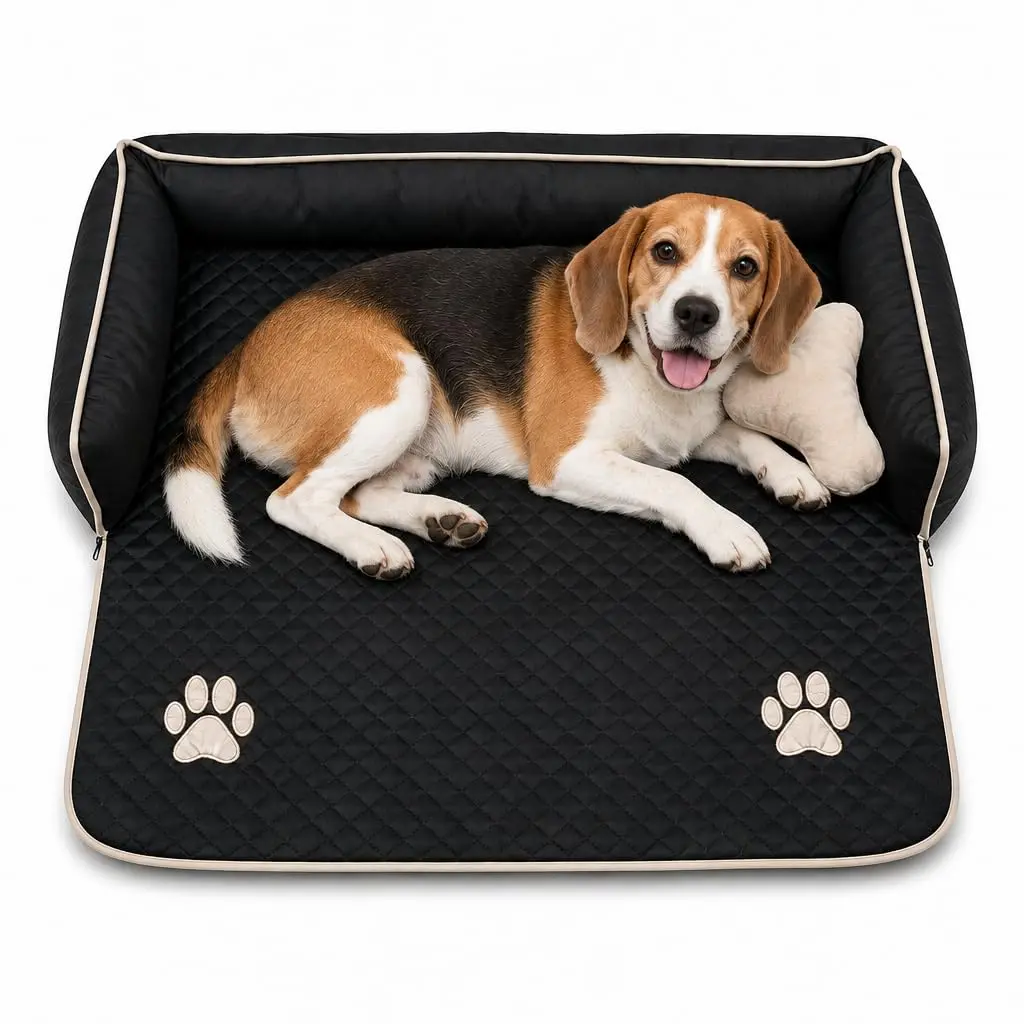 Cama Protetora de Sofá Pet Grande, Preto, Liso | 94x86cm, Pet até 15kg