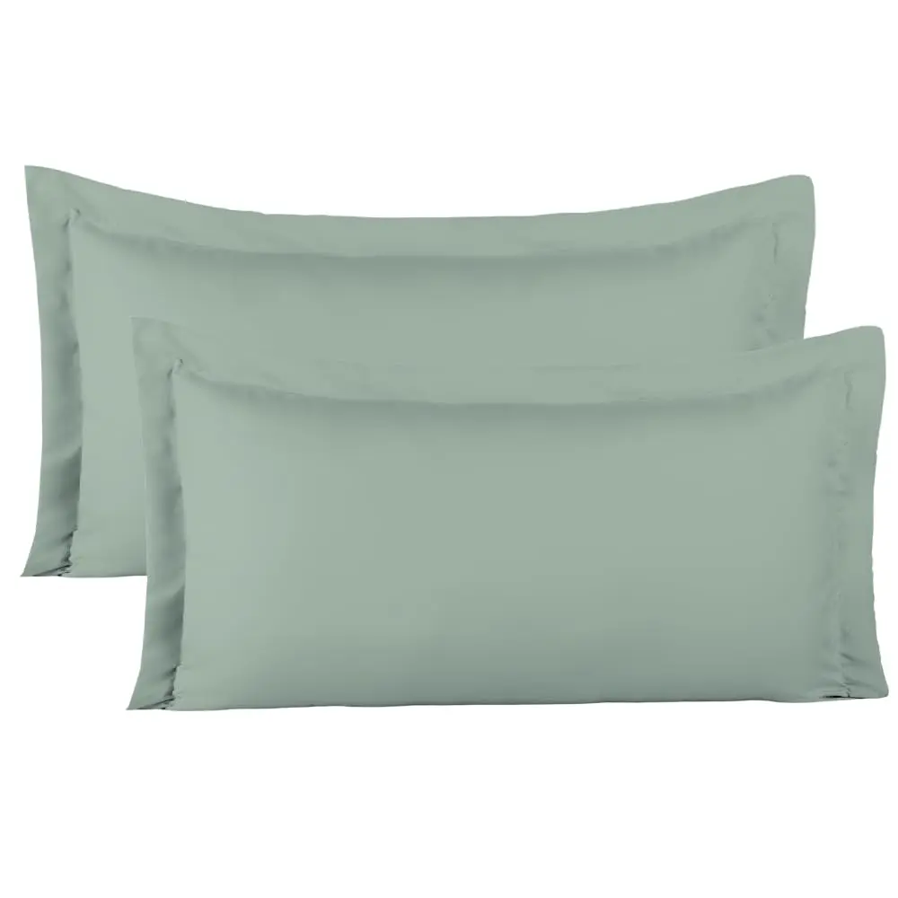 Kit 02 Fronhas para Travesseiro 90x50cm em Micropercal 200 Fios Tamanho Especial – Macia, Resistente e Fácil de Lavar (Verde Malva)