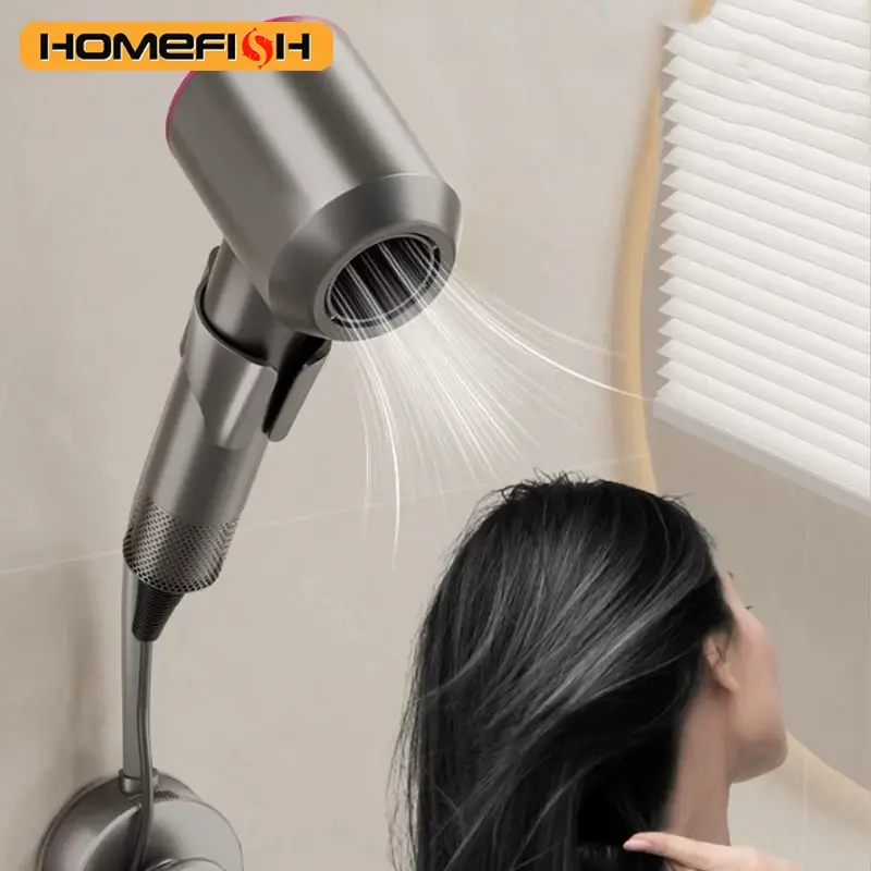 Suporte de Secador de Cabelo com Ventosa Potente, Prateleira Organizadora para Banheiro e Chuveiro, Sem Necessidade de Segurar à Mão, Suporte Suspenso