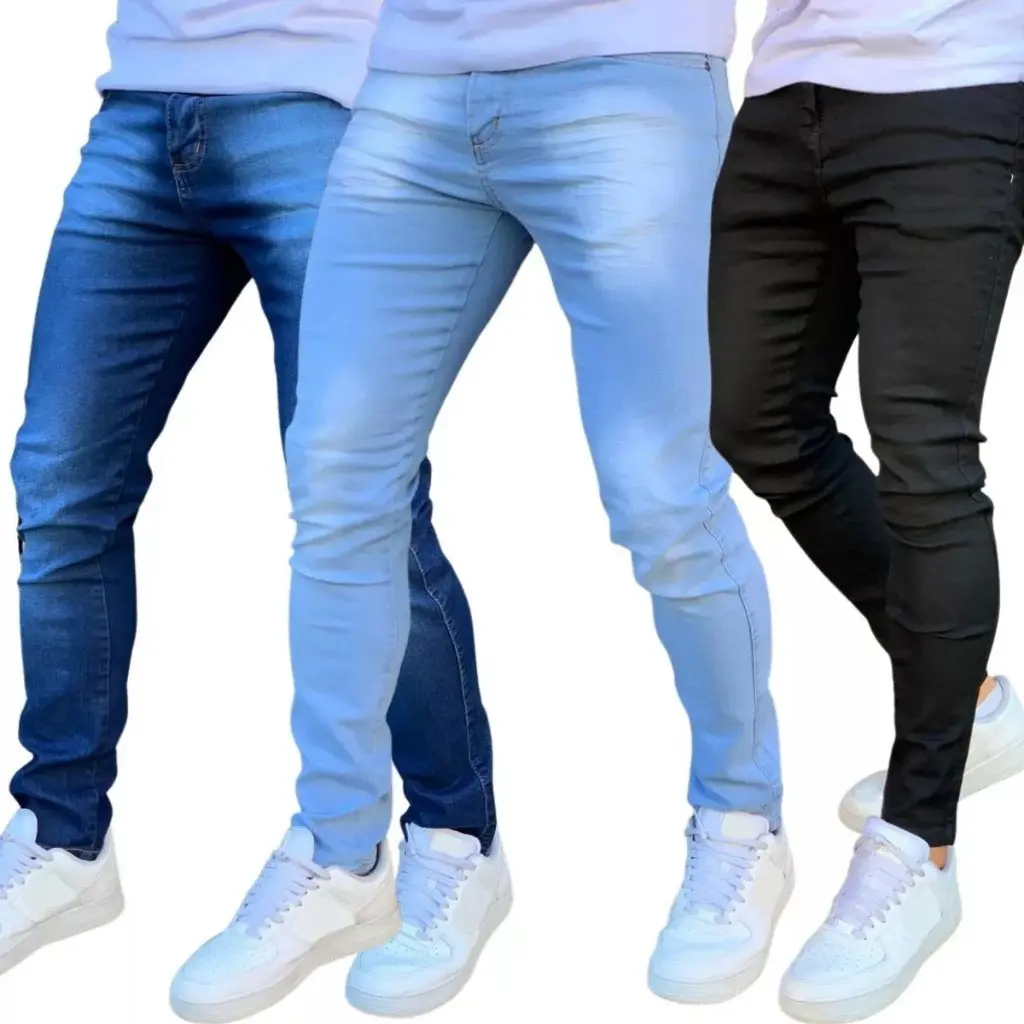 KIT calças jeans masculina com lycra estica muito linha premium promoção envio imediato NF - 1