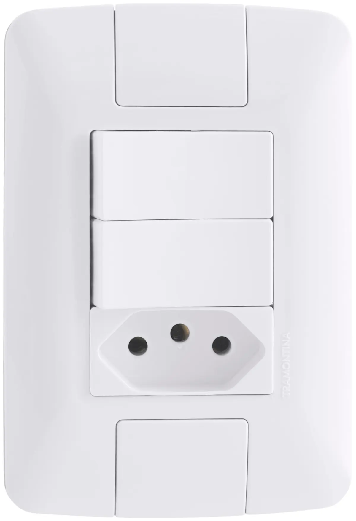 Tramontina Conjunto 2 Interruptores Simples e 1 Tomada 2P+T 4x2 10A 250 V Aria Branco, plastico, 12 x 8 x 3,5 cm, Modelo 57241073
