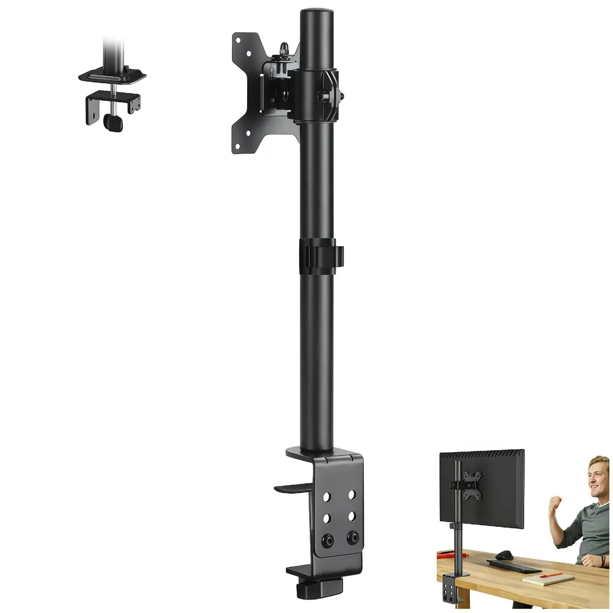 Suporte Articulado de Mesa para Monitor 13-32" VESA 75/100 Até 10kg | Suporte Ergonômico de Mesa para Monitor, VESA de Engate Rápido, Mola de Tensão Ajustável