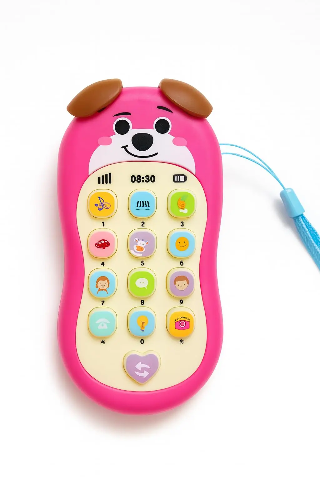Aini Toy Celular Infantil Musical Interativo Rosa com Cachorrinho, +3 Anos, 13 Teclas Funcionais, 2 Modos de Uso