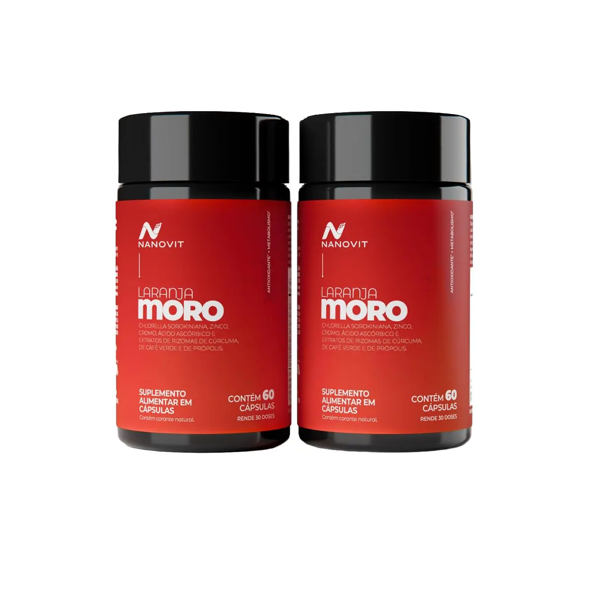 Laranja Moro Slim+ Nanovit 120 Cápsulas 8 Ativos com Cromo 714% VD Café Verde Chlorella Cúrcuma Própolis Vitaminas C e Zinco Suporte ao Metabolismo