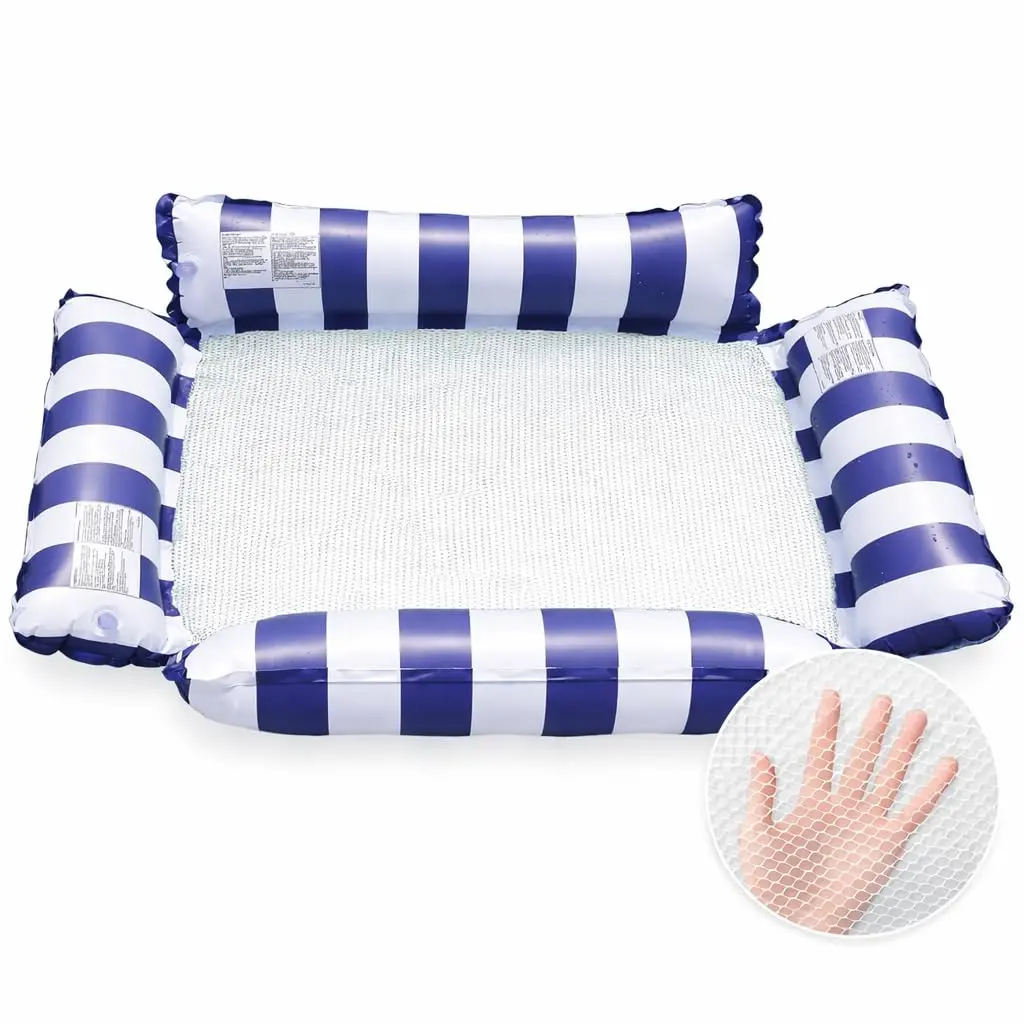 Boia Rede Inflável Flutuante Cama Piscina com Encosto 123x120cm