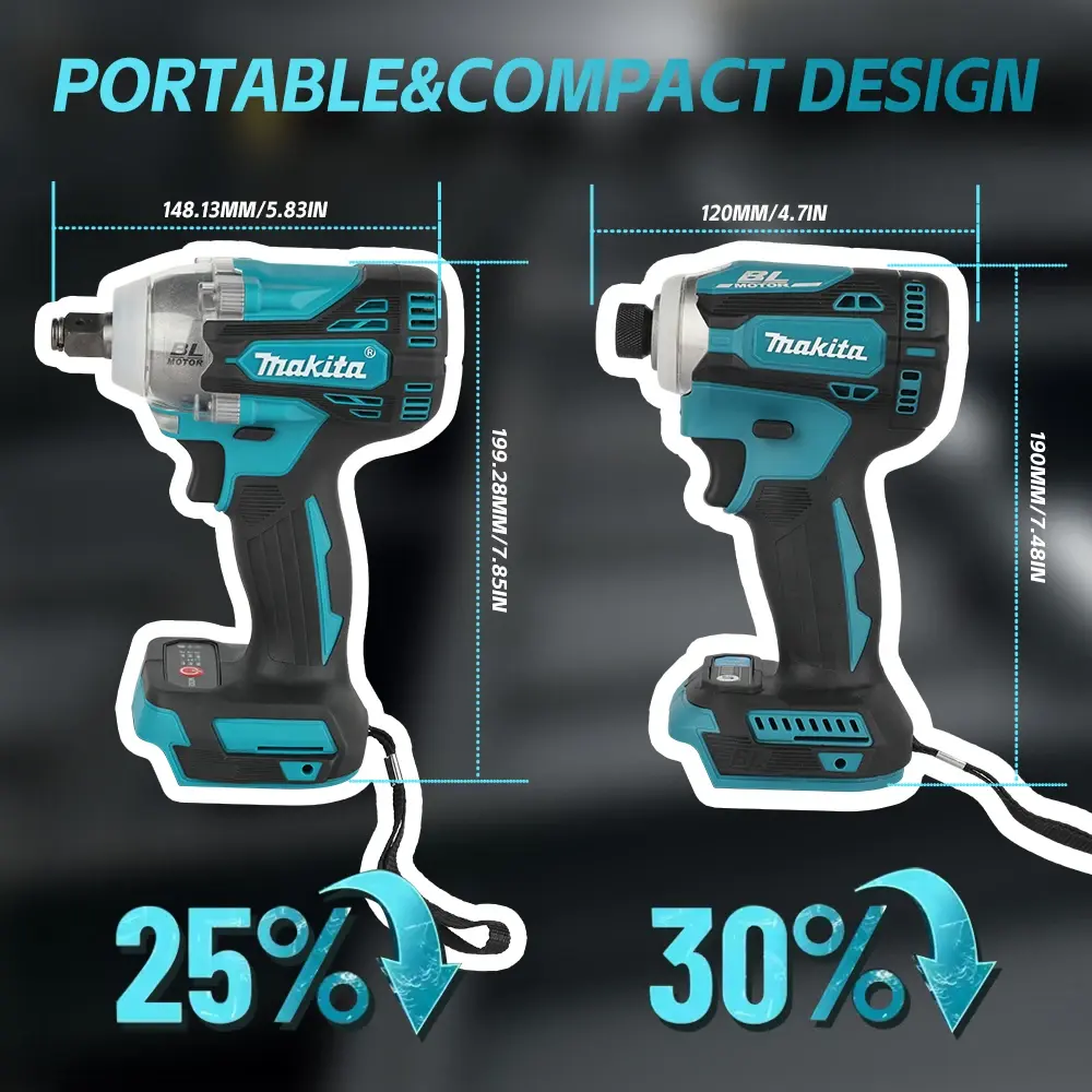 Chave de Impacto Elétrica Recarregável Makita DTW300, Parafusadeira de Impacto Sem Escovas DTD171 18V