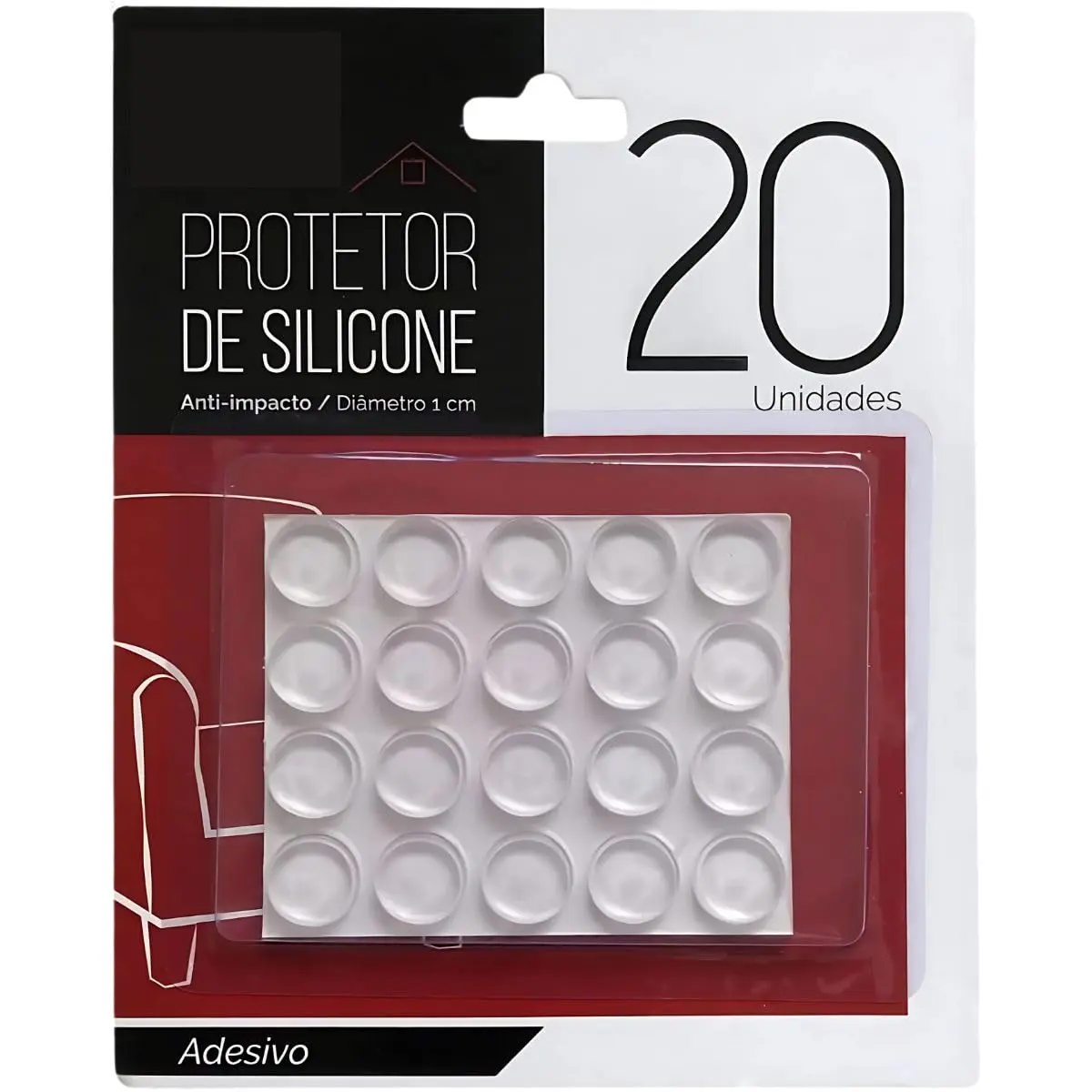 Protetor de Silicone Adesivo Pingo Anti Impacto 20 Unidades 1CM para Móveis, Armários, Eletrodomésticos, Portas, Gavetas, Vidros, Anti Ruído, Anti Risco, Batente, Anti Colisão, Anti Batida