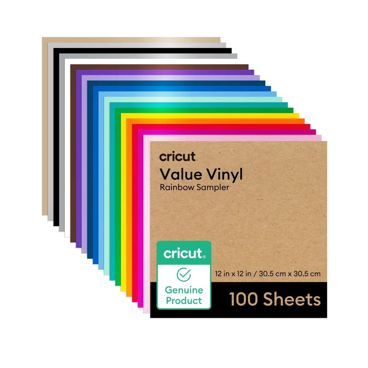 Cricut Value Vinil Adesivo Permamente 100 folhas 30x30cm, Arco Íris | 100 unidades - 1