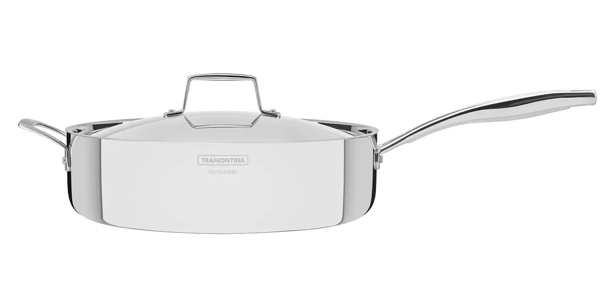Frigideira Tramontina Grano em Aço inox com Corpo Triplo com Tampa e Cabo 30 cm 5,6 L