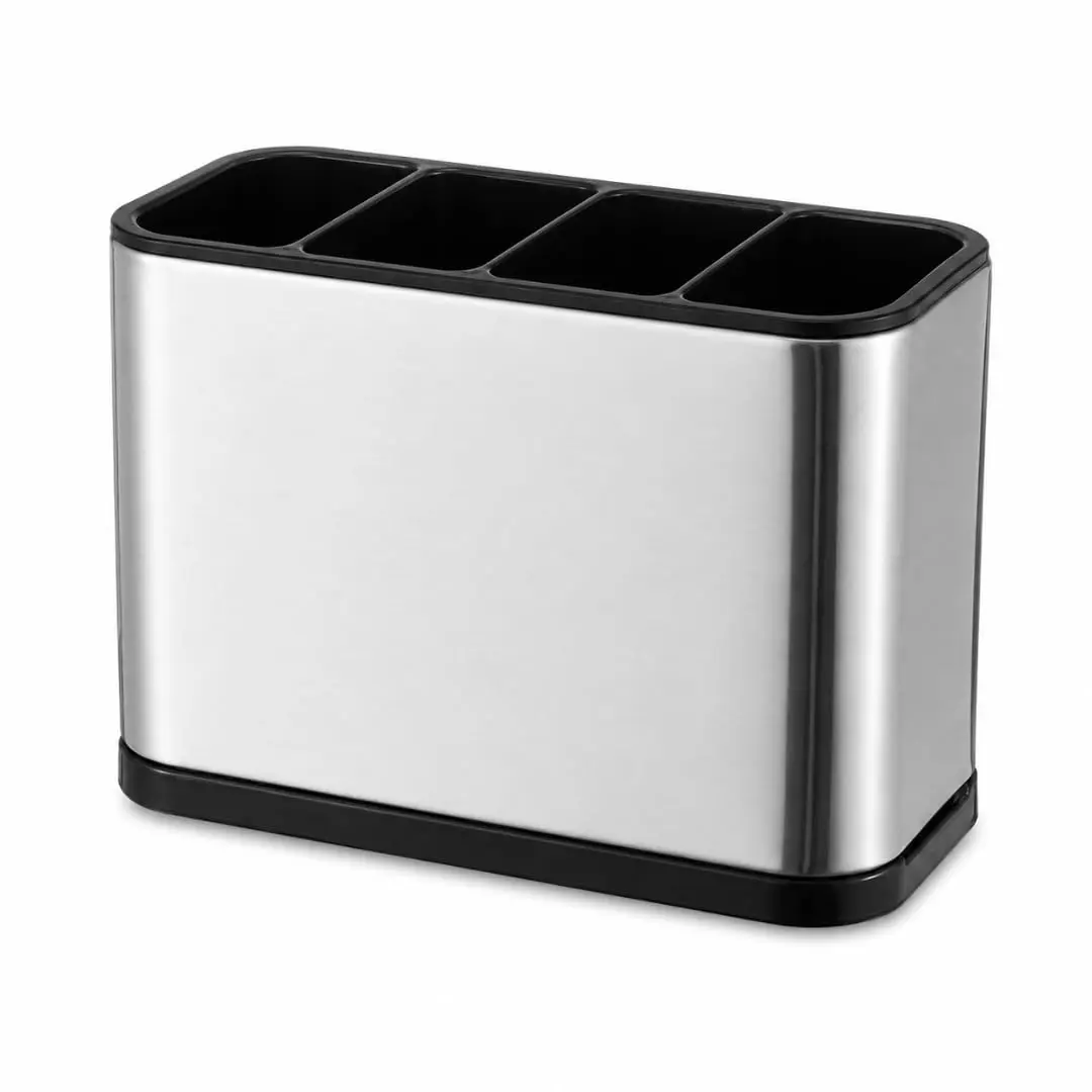 Porta Talheres Inox 4 Divisórias Organizador Compacto de Cozinha - 1